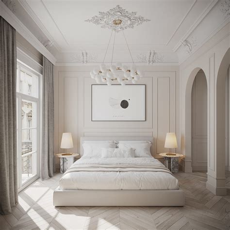 White Neoclassical Bedroom Interior Design Ideas