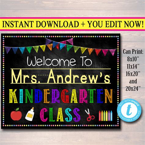 Teacher Classroom Door Sign Editable Tidylady Printables