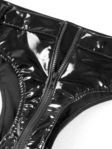 Latex Open Crotch Panties With Zipper Latex Lingerie Open Etsy