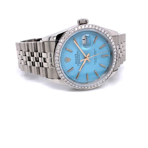 Rolex Datejust Mm Customized Diamond Bezel And Tiffany Blue Dial Hmjase Beverly Hills