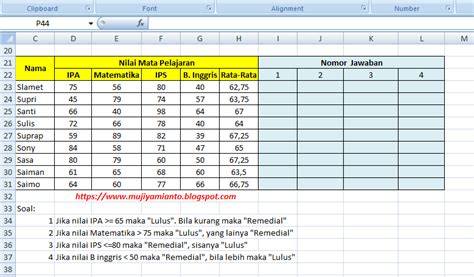 Latihan Soal Excel Fungsi Logika If Dengan And Or Disertai Latihan Soal