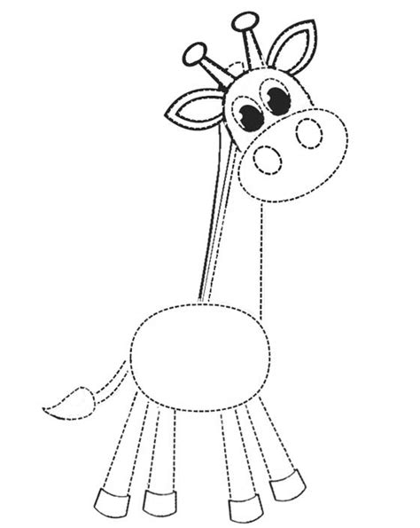 The main body of a giraffe has a characteristic shape—the shoulders are much higher than the hips, and the whole torso is quite short. Giraffe Template - Black and White Outline Printable