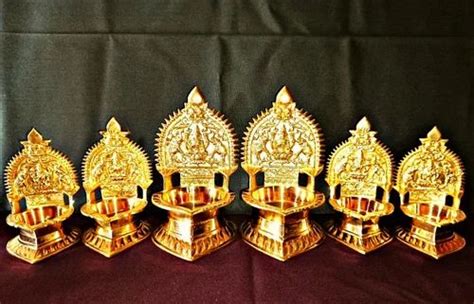 Pooja Designer Brass Kamakshi Diya Set For Puja Size 18cm H At Rs