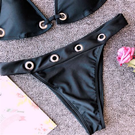 2020 Mj 115 Padded Bathing Suit Women Adjust Gold Lock Bikini Set