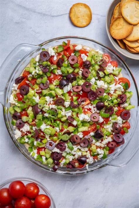 7 Layer Mediterranean Dip Party Favorite Feelgoodfoodie