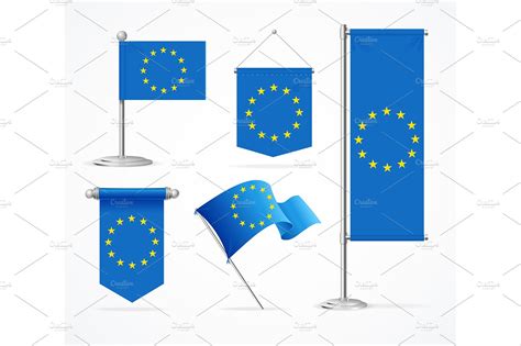 Europe Flag Banner Set Vector Creative Daddy
