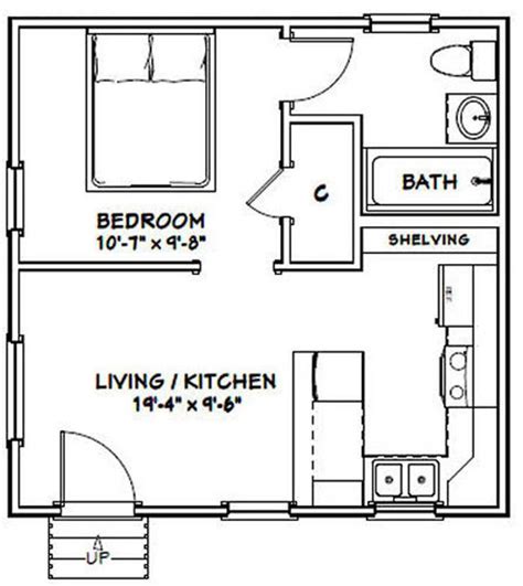 20x20 Tiny House 1 Bedroom 1 Bath 400 Sq Ft Pdf Floor Etsy Tiny