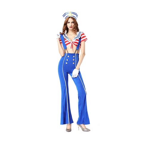 sexy sailor costume women navy costume 4 pcs with stripe hat for halloween cosplay party stage