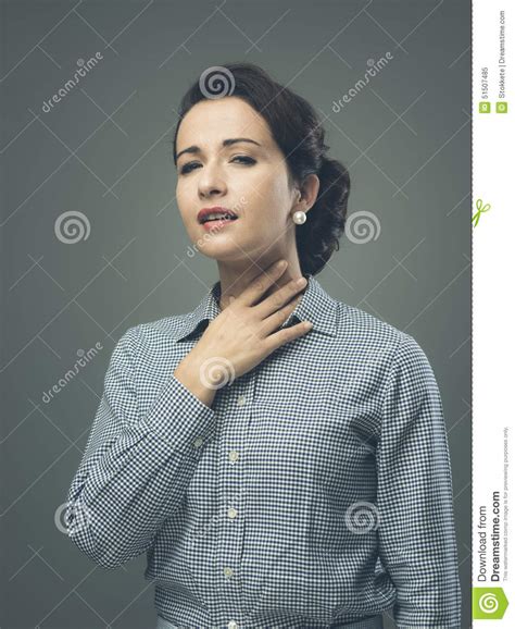 Woman Sore Throat Respiratory Choke Suffocation Shock Adenoids