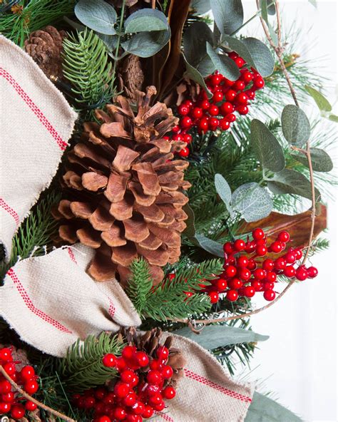 Decorated With Red Berries Pinecones And Eucalyptus Leaves Our