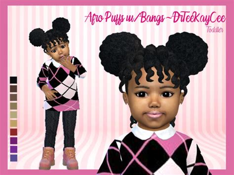 Afro Puffs With Twisty Bangs Toddler By Drteekaycee At Tsr Sims 4