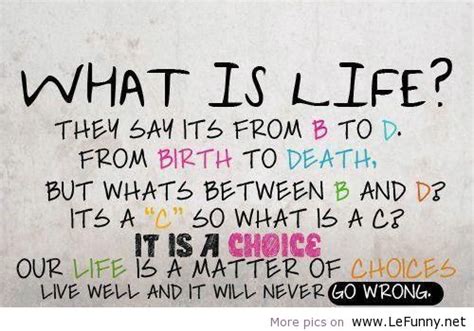 Our Life Is A Matter Of Choices ~ Funny Quote About Life