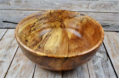 Wooden Centerpiece Bowl Spalted Maple Rustic Bowl Hand Carved