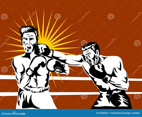 Boxer Connecting A Knockout Stock Vector Illustration Of Ring Retro