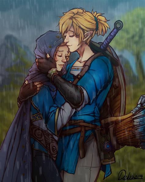 Botw Zelda And Link Under The Rain The Legend Of Zelda Legend Of