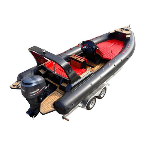 Ce Large Rib Hypalon Black Rigid Hull Fiberglass Inflatable With