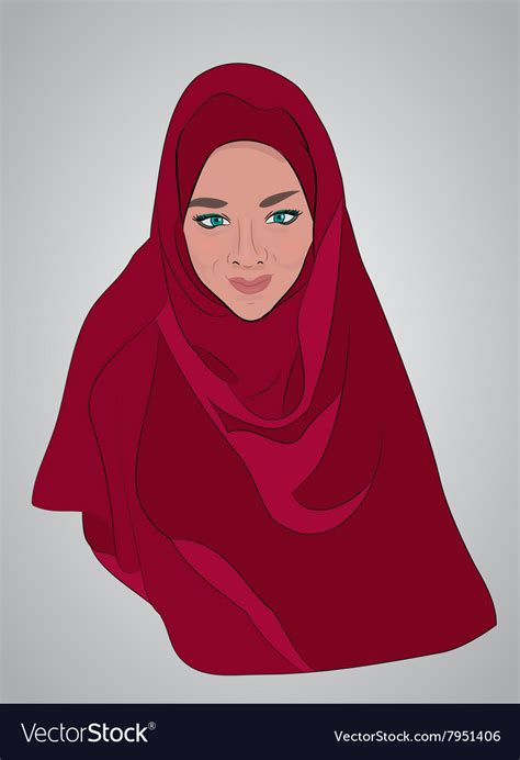 Muslim Girl Dressed In Colored Hijab Royalty Free Vector