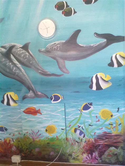 Dolphin Wall Mural Undersea Dolphin Wall Mural