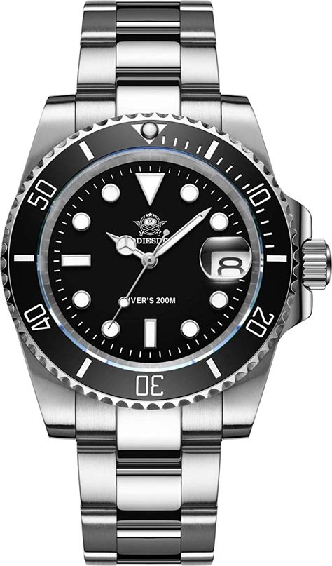 addiesdive quartz dive watch for men diver 200m steel strap luminous multicolors dial black blue