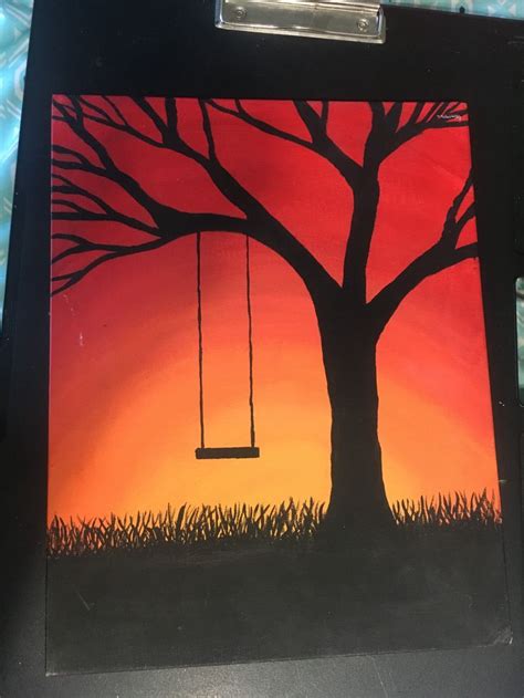Tree silhouette | Sunset canvas painting, Simple canvas paintings
