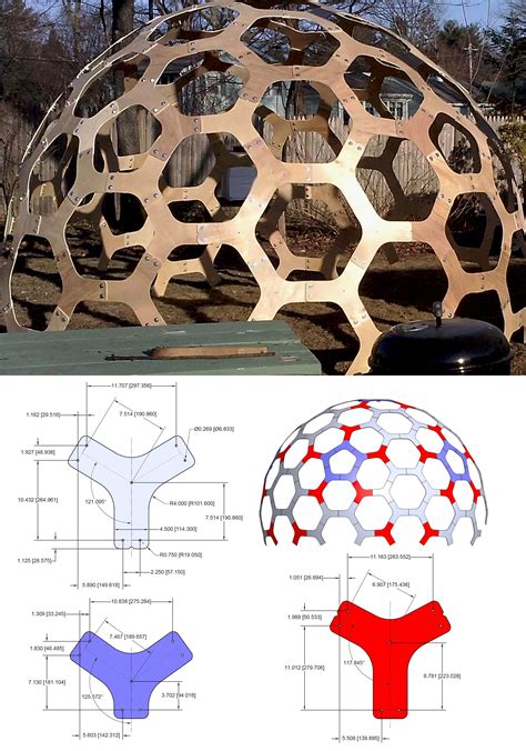 1237m Dia Hex Dome Pattern Use 3810mm Plywood Geodesic Dome