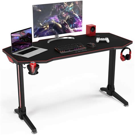 Gymax 55 Gaming Desk T Shaped Computer Desk W Full Mouse Pad And Led