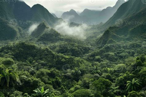 Tropical Rainforest Growth Surrounds Mountain Generated Ai 26439580