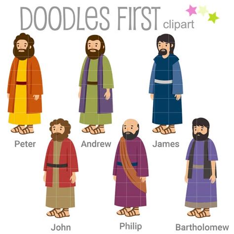 6 Of The 12 Disciples Digital Clip Art For Scrapbooking Card Etsy