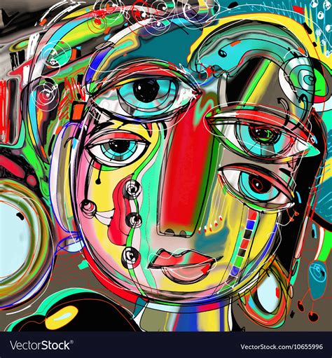 Abstract Digital Painting Of Human Face Colorful Vector Image