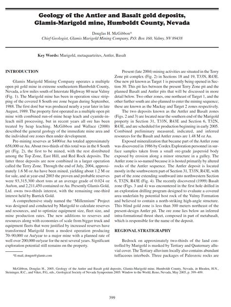 Geology of the Antler and Basalt gold deposits, Glamis-Marigold mine