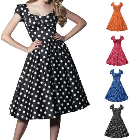 Women Vintage Style Polka Dot 50 S 60 S Swing Pinup Retro Party Housewife Dress In Dresses From