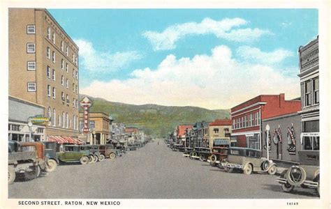 Raton New Mexico Second Street Scene Historic Bldgs Antique Postcard
