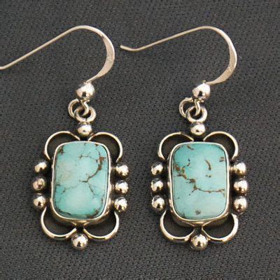 Sterling Silver And Royston Turquoise Earrings By Ruth Ann Begay