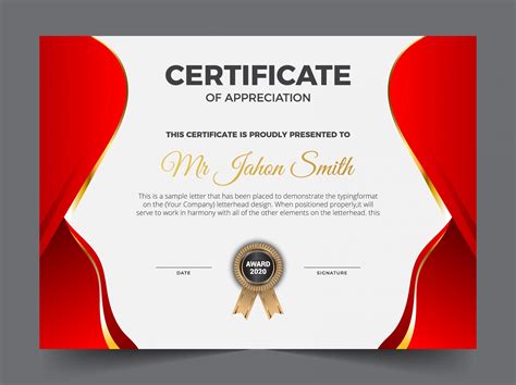 Red And White Elegant Certificate Of Achievement Template Background