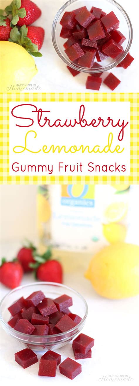 Homemade Organic Strawberry Lemonade Gummy Fruit Snacks Recipe Homemade