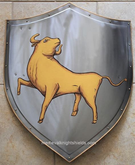 School Crest Metal Shield With Bull Knight Shield Medieval Knight