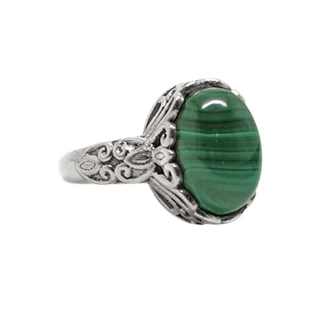 Malachite Oval Sterling Silver Ring Size The Fossil Cartel