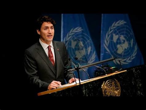 Into the paris climate accord. Justin Trudeau speaks at the UN before signing the Paris ...