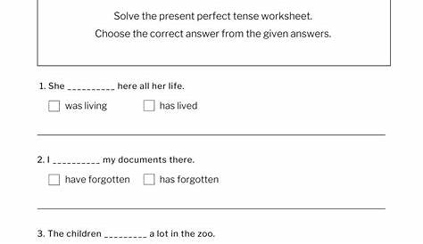perfect present tense worksheet