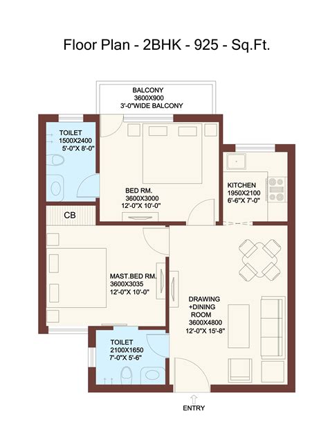 Two Bhk Floor Plan Floorplansclick