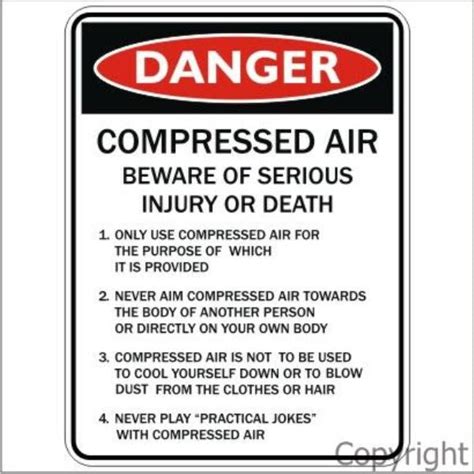 Danger Compressed Air Beware Etc Sign Border Lifting And Safety Pty Ltd
