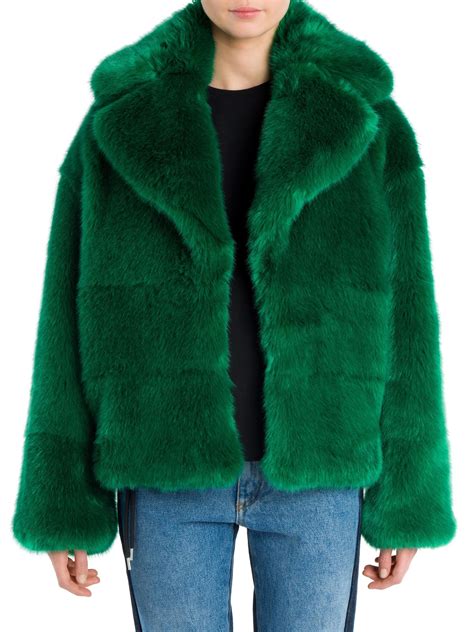 Lyst Msgm Faux Fur Short Coat In Green