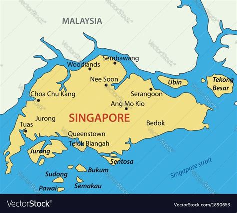 Republic Of Singapore Map Vector Image On Vectorstock In 2023