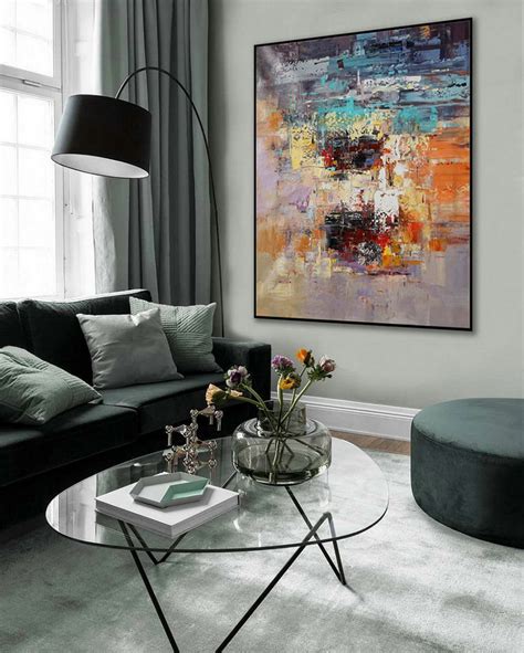 Colorful Large Abstract Wall Art Hand Painted Bright Color Palette