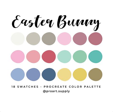 Easter Bunny Procreate Color Palette Hex Codes Gray Pink Green Blue