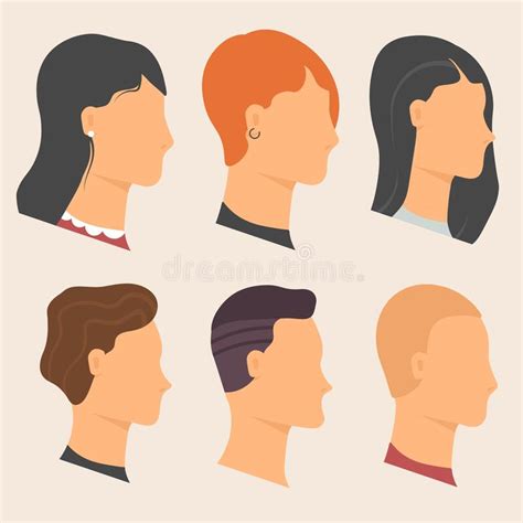 Human Face People Heads Flat Avatars Profiles Stock Illustration