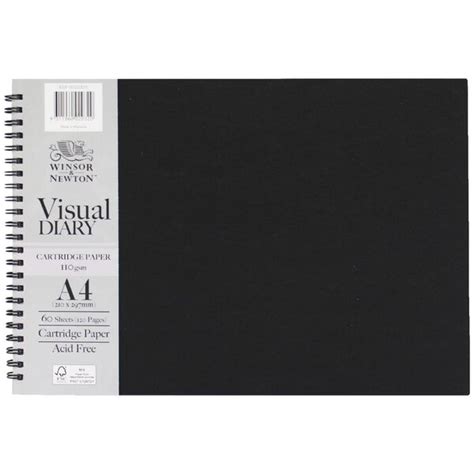 Winsor And Newton A4 Visual Art Diary 110gsm 60 Sheets Black Officeworks
