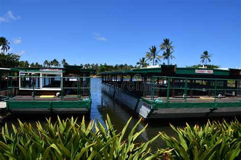 Boats Of Smiths Wailua River Cruise On Kauai Island In Hawaii Editorial