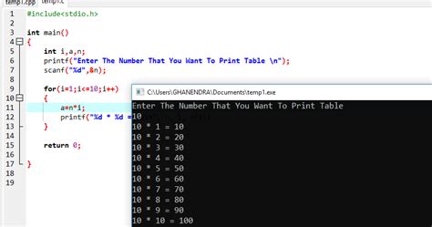 Write A C Program To Print Multiplication Table Of N To