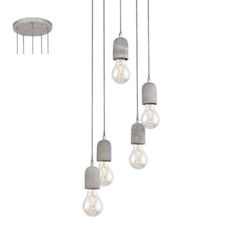 Eglo Lighting Silvares Five Light Ceiling Cluster Pendant In Grey 95524 Lighting From The Home
